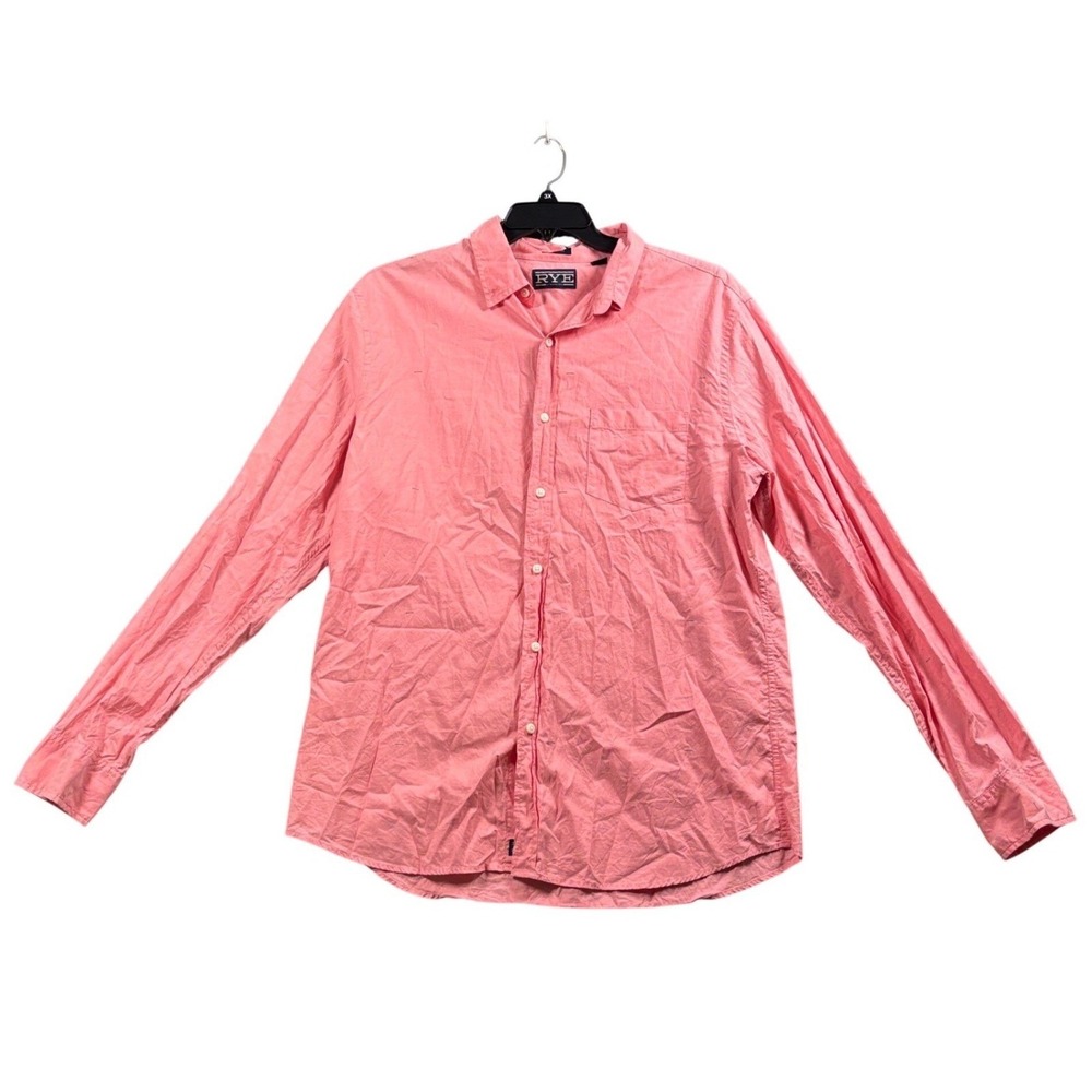 Rye Five Four Button Up Shirt Men's Large Pink Textured Preppy Casual Old Money